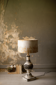 Metal Table Top Lamp With Metal Shade 17"D X 34"T
