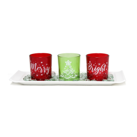 Elegant Designs Merry & Bright Christmas Candle Set of 3