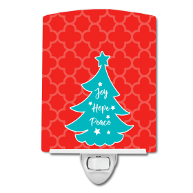 Christmas Tree Red Teal  C Styles Ceramic Night Light