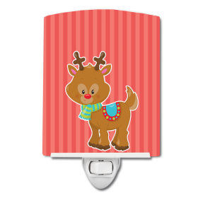 Christmas Reindeer and Stripes  C Styles Ceramic Night Light