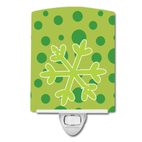 Christmas Snowflake Green  C Styles Ceramic Night Light