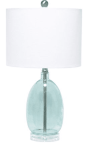 Lalia Home Oval Glass Table Lamp with White Drum Shade