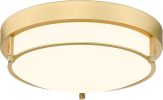Flush Mount Light Fixture, 12 inch 2-Light Modern Ceiling Light with Brass Gold Finish for Hallway Kitchen Laundry Bedroom, 4822-BB
