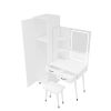 Makeup Vanity Table and Slim Armoire Wardrobe Set, Dressing Table with LED Mirror and Power Outlets and 2 Drawers, Tall Bedroom Closet with Hanging Ro