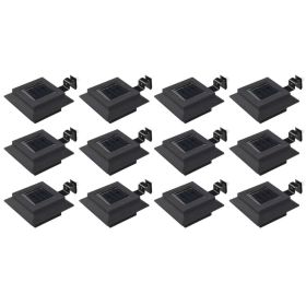 Outdoor Solar Lamps 12 pcs LED Square 4.7" Black