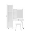 Makeup Vanity Table and Slim Armoire Wardrobe Set, Dressing Table with LED Mirror and Power Outlets and 2 Drawers, Tall Bedroom Closet with Hanging Ro