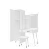 Makeup Vanity Table and Slim Armoire Wardrobe Set, Dressing Table with LED Mirror and Power Outlets and 2 Drawers, Tall Bedroom Closet with Hanging Ro