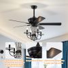 52 Inch Crystal Chandelier Fan with Lights and Remote Control, Modern Ceiling Fan with Dual Finish Reversible Blades, Fandelier for Living Room, Dinin