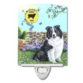 B Styles Ceramic Night Light (Color: Border Collie Crossing, size: 4 x 6)