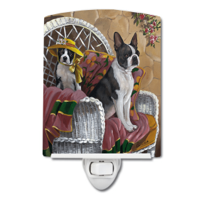 B Styles Ceramic Night Light (Color: Boston Terrier Patio Gems, size: 4 x 6)