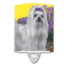 M Styles Ceramic Night Light (Color: Maltese Patio Princess, size: 4 x 6)