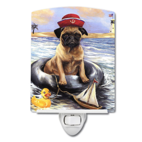 P Styles Ceramic Night Light (Color: Pug Ahoy Sailor, size: 4 x 6)