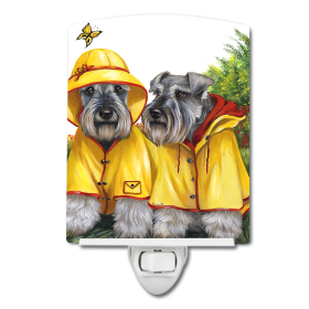 S Styles Ceramic Night Light (Color: Schnauzer Rain Gear, size: 4 x 6)
