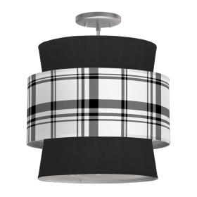 ATLANTA 3 TIERED PENDANT LIGHT (Color: Modern Plaid Black / Silk Ebony, size: 18")