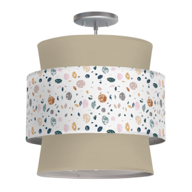 ATLANTA 3 TIERED PENDANT LIGHT (Color: River Rocks / Linen Tan, size: 18")