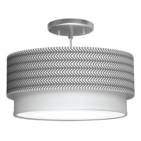 HOLLYWOOD TIERED DRUM PENDANT (Color: Herringbone Gray Horizontal, size: 16")