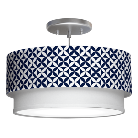HOLLYWOOD TIERED DRUM PENDANT (Color: Fleur in Navy, size: 18")
