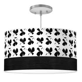 BIG SUR DRUM PENDANT LIGHT (Color: Butterfly in Black, size: 18" Diameter Shade)