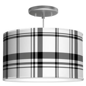 Chicago Drum Pendant (Color: Black Plaid, size: 18" Diameter Shade)