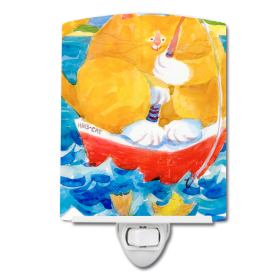 B Styles Ceramic Night Light (Color: Big Orange Tabby Fishing, size: 4 x 6)