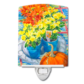 F Styles Ceramic Night Light (Color: Flower - Mums, size: 4 x 6)