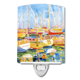 B Styles Ceramic Night Light (Color: Boats at the Harbour, size: 4 x 6)