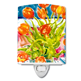 F Styles Ceramic Night Light (Color: Flower - Tulips, size: 4 x 6)