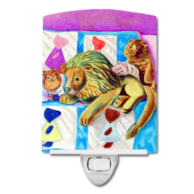 P Styles Ceramic Night Light (Color: Pomeranian on the Couch with Toy Tiger, size: 4 x 6)