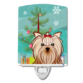 Christmas Tree and Dog Ceramic Night Light (Color: Yorkshire Terrier, size: 4 x 6)