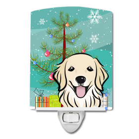 Christmas Tree and Dog Ceramic Night Light (Color: Golden Retriever, size: 4 x 6)