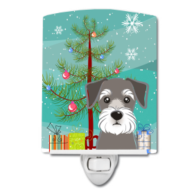 Christmas Tree and Dog Ceramic Night Light (Color: Schnauzer, size: 4 x 6)