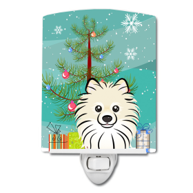 Christmas Tree and Dog Ceramic Night Light (Color: Pomeranian, size: 4 x 6)