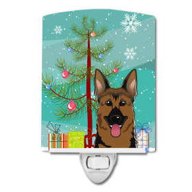 Christmas Tree and Dog Ceramic Night Light (Color: German Shepherd, size: 4 x 6)