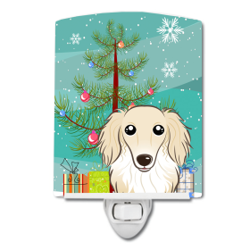 Christmas Tree and Dog Ceramic Night Light (Color: Dachshund - Longhair - Creme, size: 4 x 6)