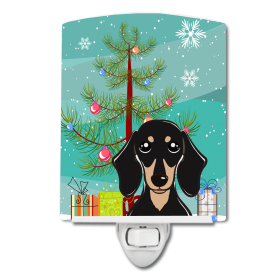 Christmas Tree and Dog Ceramic Night Light (Color: Dachshund - Black and Tan, size: 4 x 6)