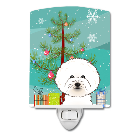 Christmas Tree and Dog Ceramic Night Light (Color: Bichon Frise, size: 4 x 6)