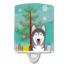 Christmas Tree and Dog Ceramic Night Light (Color: Alaskan Malamute, size: 4 x 6)