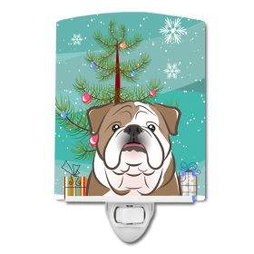 Christmas Tree and Dog Ceramic Night Light (Color: English Bulldog, size: 4 x 6)