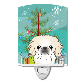 Christmas Tree and Dog Ceramic Night Light (Color: Pekingese, size: 4 x 6)