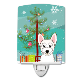 Christmas Tree and Dog Ceramic Night Light (Color: Westie, size: 4 x 6)
