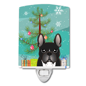 Christmas Tree and Dog Ceramic Night Light (Color: French Bulldog - Black, size: 4 x 6)