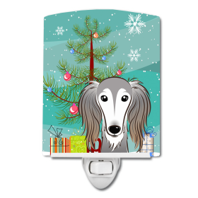 Christmas Tree and Dog Ceramic Night Light (Color: Saluki, size: 4 x 6)