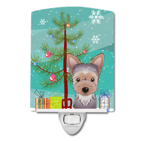 Christmas Tree and Dog Ceramic Night Light (Color: Yorkshire Terrier - Puppy, size: 4 x 6)