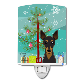 Christmas Tree and Dog Ceramic Night Light (Color: Miniature Pinscher, size: 4 x 6)