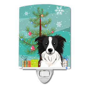 Christmas Tree and Dog Ceramic Night Light (Color: Border Collie, size: 4 x 6)