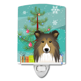 Christmas Tree and Dog Ceramic Night Light (Color: Sheltie, size: 4 x 6)