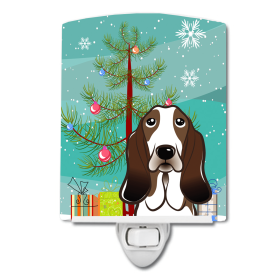 Christmas Tree and Dog Ceramic Night Light (Color: Basset Hound, size: 4 x 6)