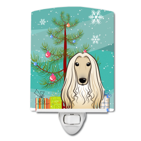 Christmas Tree and Dog Ceramic Night Light (Color: Afghan Hound, size: 4 x 6)