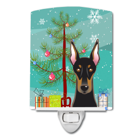 Christmas Tree and Dog Ceramic Night Light (Color: Doberman Pinscher, size: 4 x 6)
