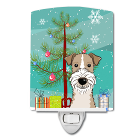 Christmas Tree and Dog Ceramic Night Light (Color: Fox Terrier, size: 4 x 6)